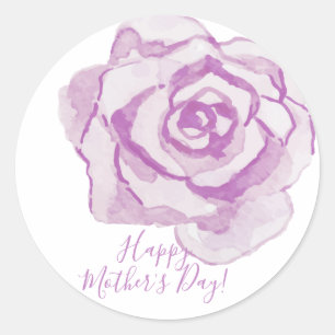 Happy Mother's Day!   Purple Watercolor Rose Classic Round Sticker