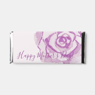 Happy Mother's Day! | Purple Watercolor Rose Hersh Hershey Bar Favors