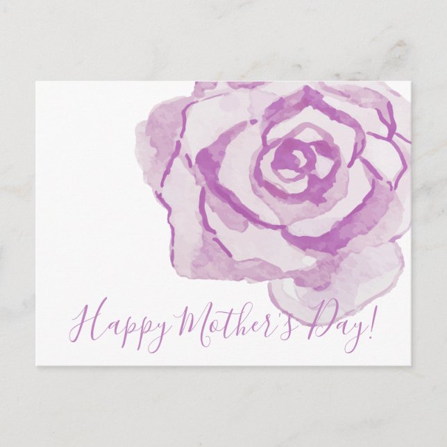 Happy Mother's Day! | Purple Watercolor Rose Postcard (Front)