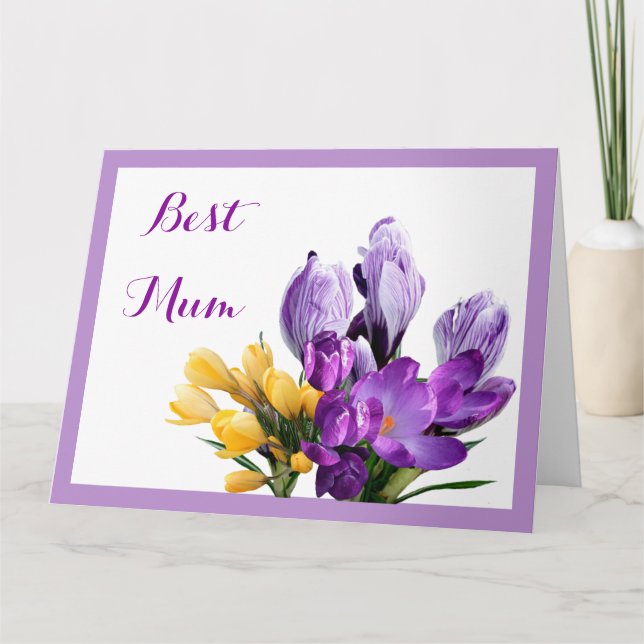 Happy Mother's Day purple yellow crocus floral fun Card (Front)