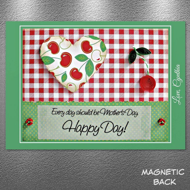 Happy Mothers Day Quilled Cherry Magnetic Card (Creator Uploaded)