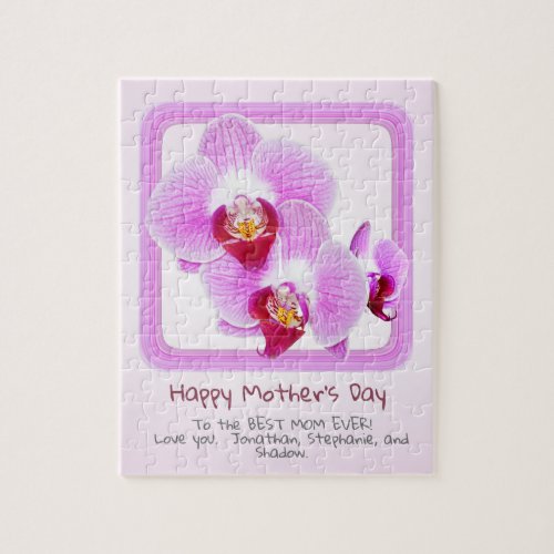 Happy Mothers Day Radiant Orchid Close_up Photo Jigsaw Puzzle