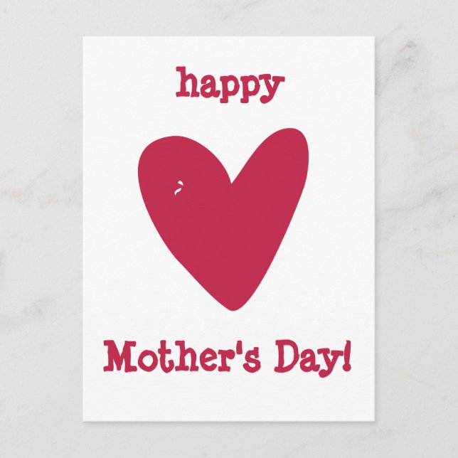 Happy Mother's Day!! Raspberry Pink Heart Postcard (Front)