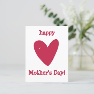 Happy Mother's Day!! Raspberry Pink Heart Postcard
