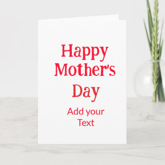 Happy mother's day red add text simple minimal mom card