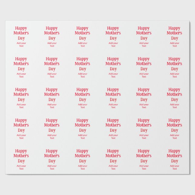 Happy mother's day red add text simple minimal mom wrapping paper (Flat)