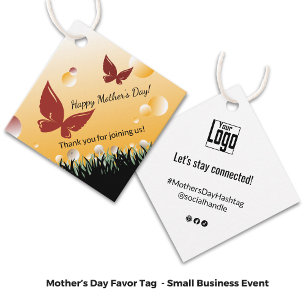 Happy Mother's Day Red Butterflies Thank You Favor Tags