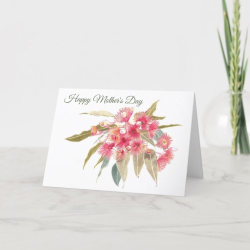 Happy Mothers Day Red Floral Watercolor Card