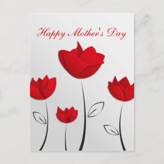 Happy Mother's Day Red Flowers Postcard