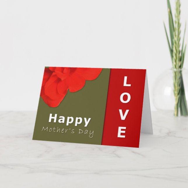Happy Mother's Day Red Geranium Flower Card (Front)
