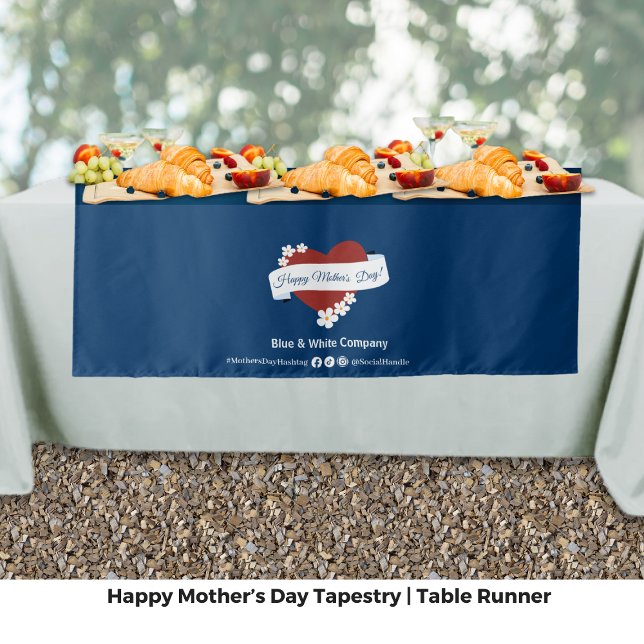 Happy Mother's Day Red Heart Event Table Runner Tapestry (Happy Mother's Day Red Heart Event Table Runner Tapestry)