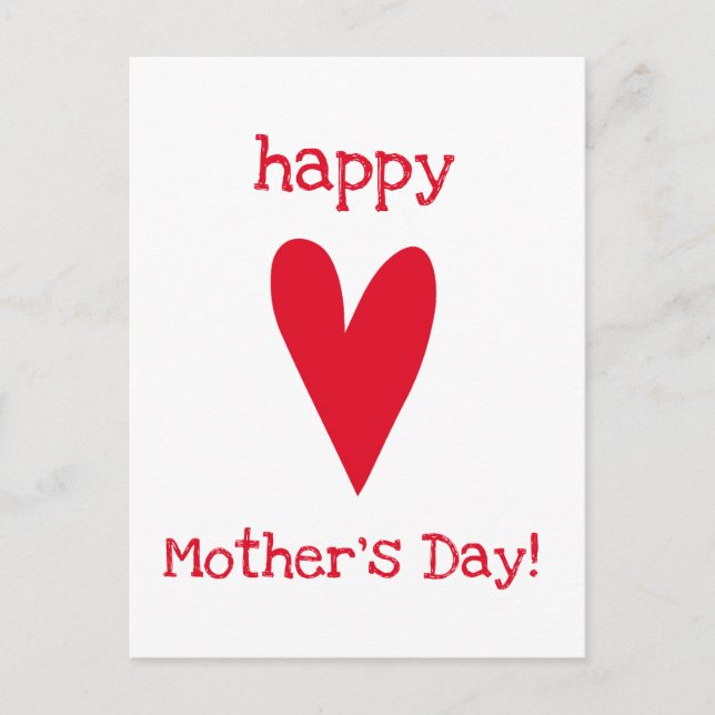 Happy Mother's Day! Red Heart Postcard (Front)