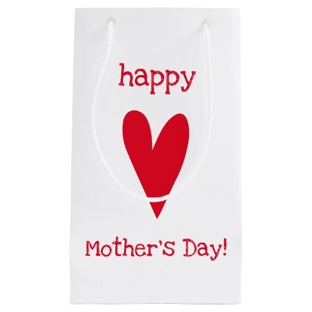 Happy Mother's Day!! Red Heart Small Gift Bag (Front)