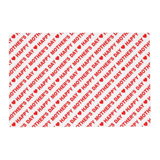 Happy Mother's Day Red on White Placemat (Front)