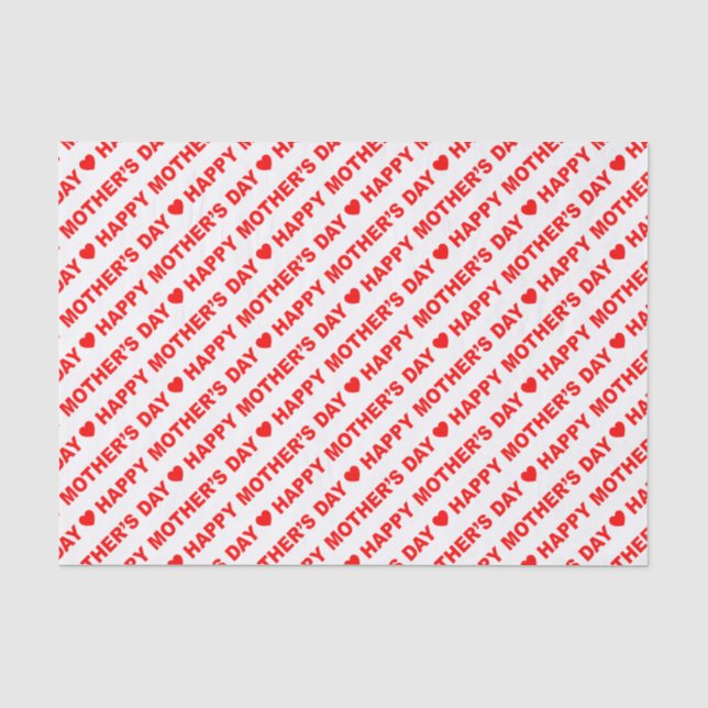 Happy Mother's Day Red on White Tissue Paper (Front)