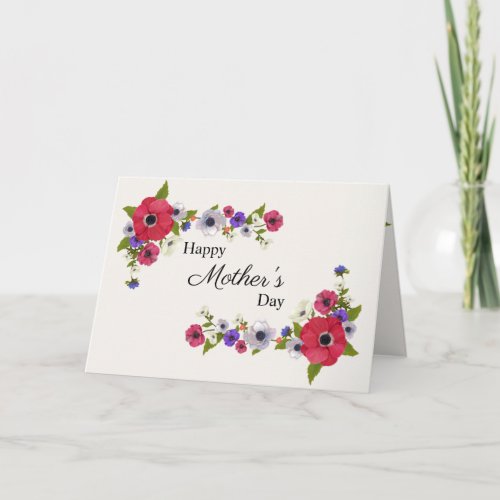 Happy Mothers Day Red Poppy Flowers Card