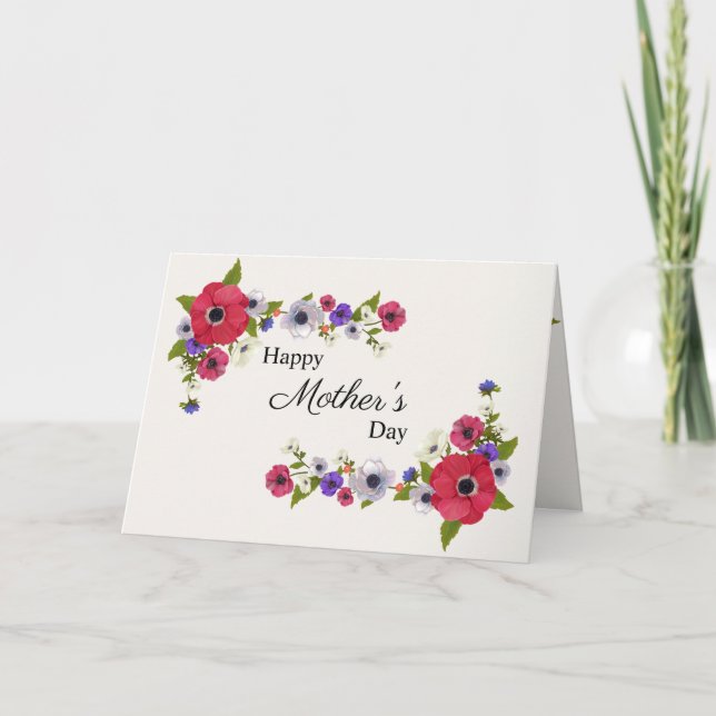 Happy Mothers Day Red Poppy Flowers Card (Front)