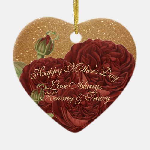 Happy Mothers Day Red Roses Ceramic Ornament