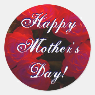 Happy Mother's Day Red Roses Classic Round Sticker