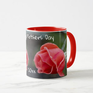 Happy Mother's Day - Red Roses Dew Drops Photo Mug