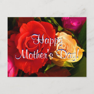 Happy Mother's Day Red Yellow Roses Postcard