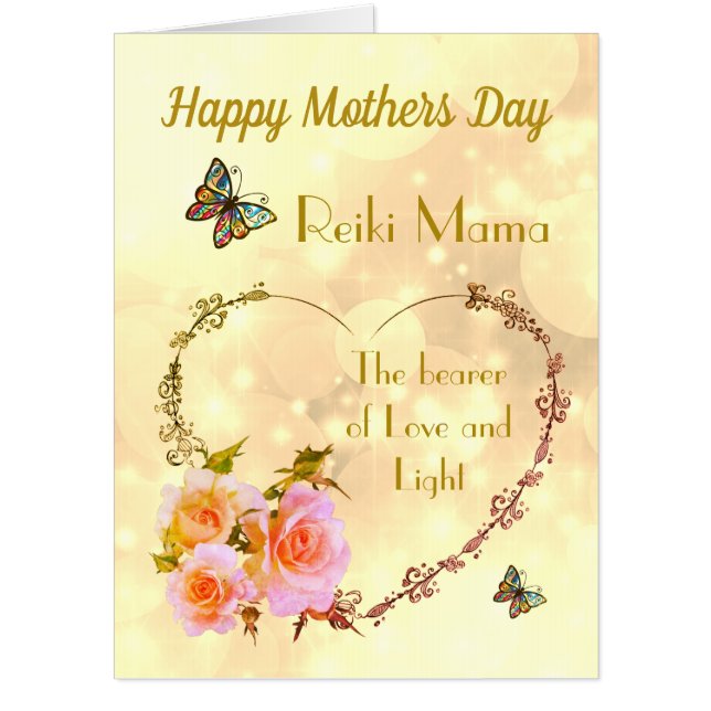 Happy Mothers Day Reiki Mama design Card (Front)