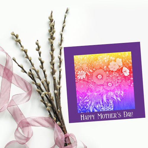 Happy Mothers day retro flower bunch Card