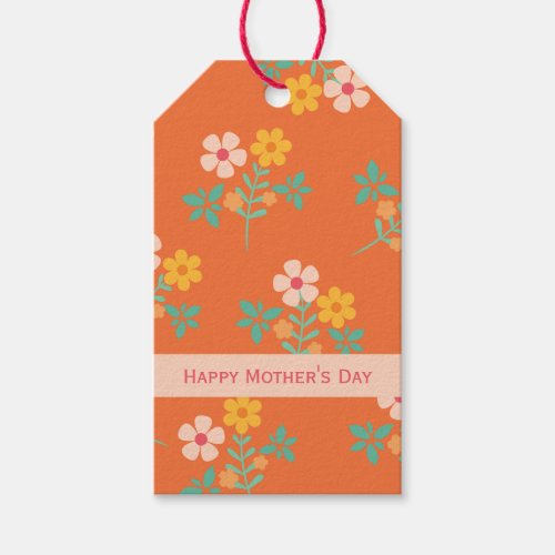 Happy Mothers Day Retro Orange Daisy Gift Tags