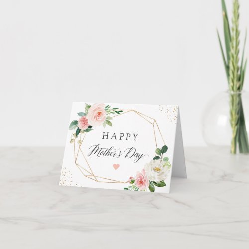 Happy Mothers Day Romantic Blush Pink Floral Card