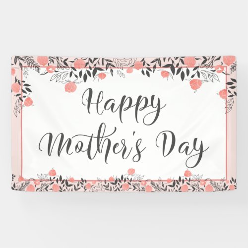 HAPPY MOTHERS DAY Rose Gold Blush Floral Banner