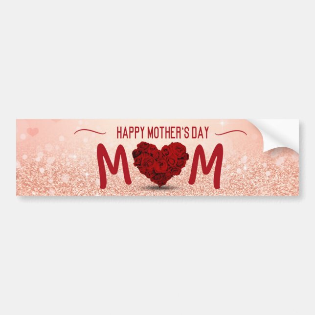 Happy Mother's Day Rose Heart Bouquet Bumper Sticker (Front)