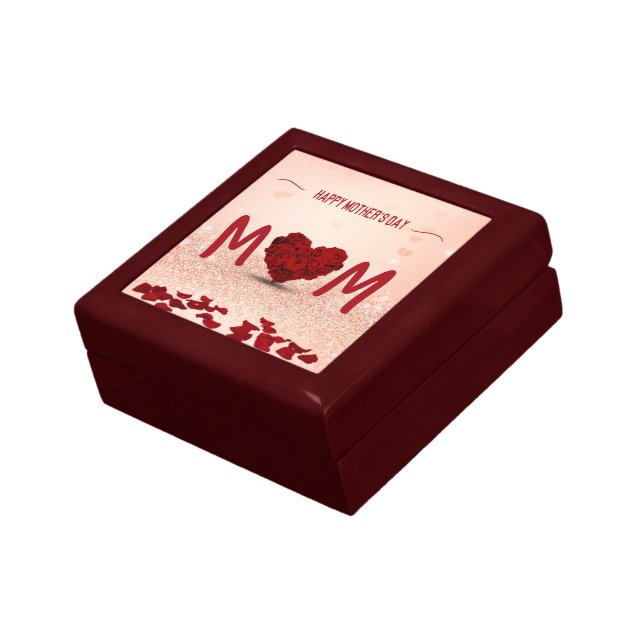 Happy Mother's Day Rose Heart Bouquet Jewelry Box (Side)
