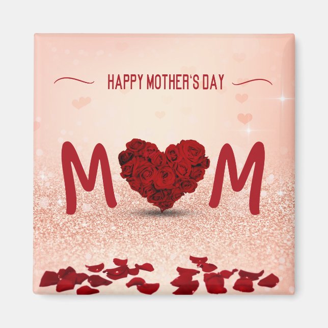 Happy Mother's Day Rose Heart Bouquet Magnet (Front)