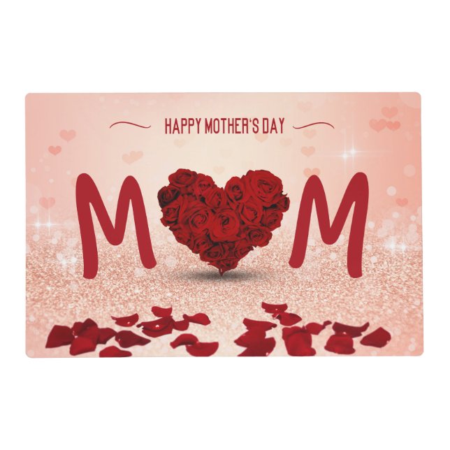Happy Mother's Day Rose Heart Bouquet Placemat (Front)