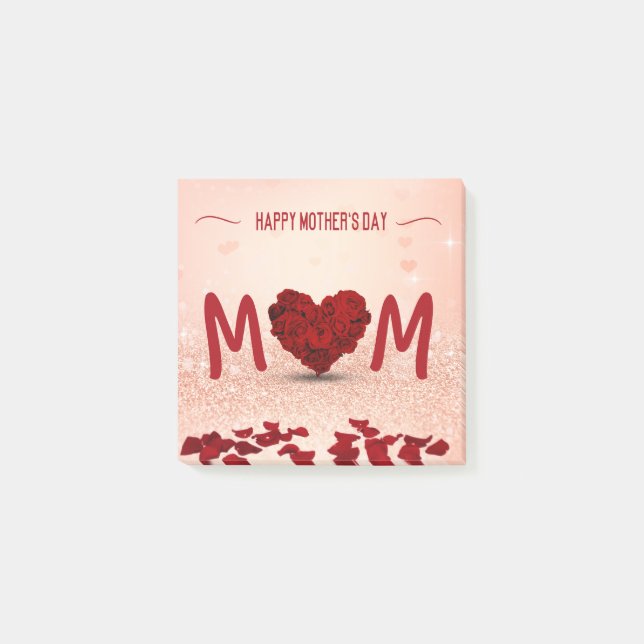 Happy Mother's Day Rose Heart Bouquet Post-it Notes (Front)