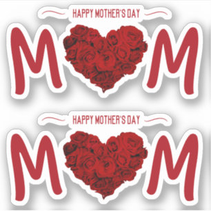 Happy Mother's Day Rose Heart Bouquet Sticker