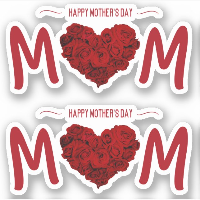 Happy Mother's Day Rose Heart Bouquet Sticker (Front)