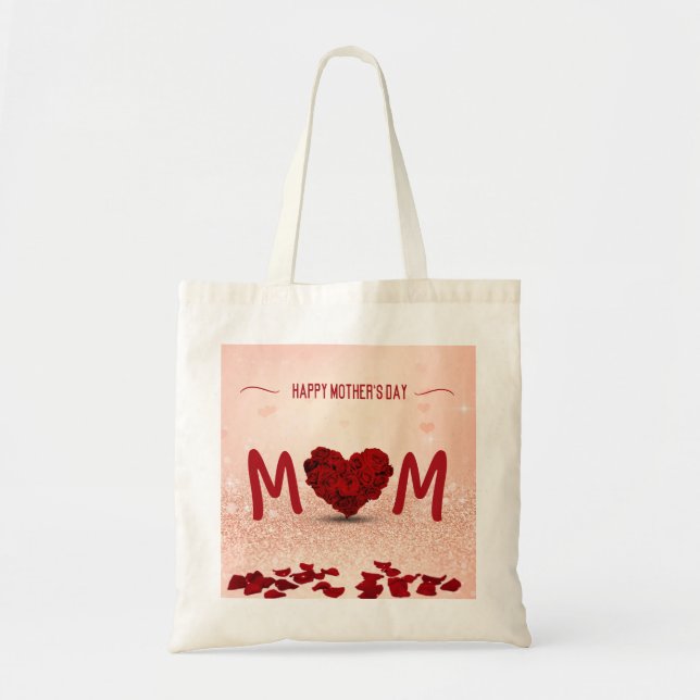 Happy Mother's Day Rose Heart Bouquet Tote Bag (Front)