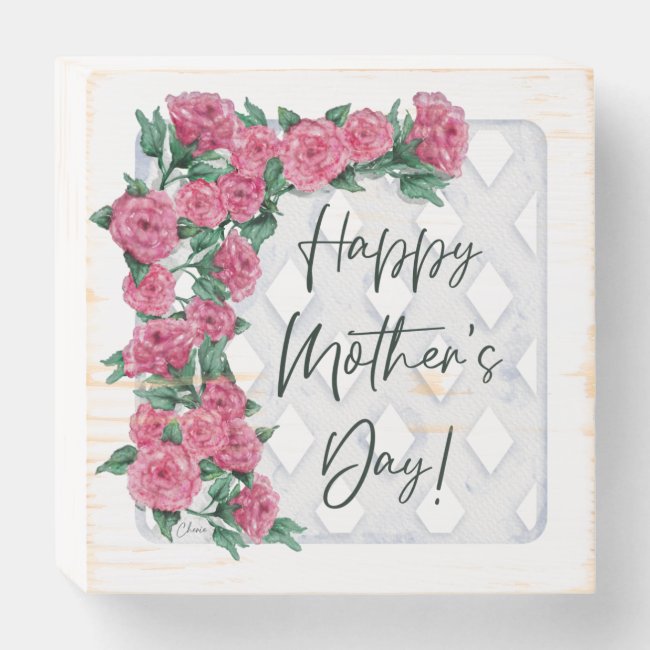 Happy Mother's Day Rose Lattice Gift Wooden Box Sign