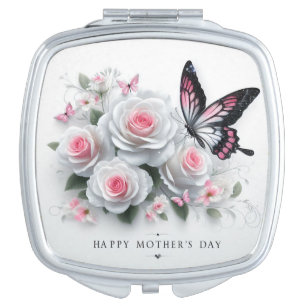 Happy Mother's Day Roses and Butterflies Compact Mirror
