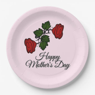 Happy Mothers Day Roses Paper Plates
