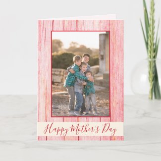 Happy Mother's Day Rustic Red Wood Photo