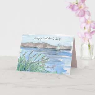 Happy Mother's Day Sailing Mountain Lake Adventure Card