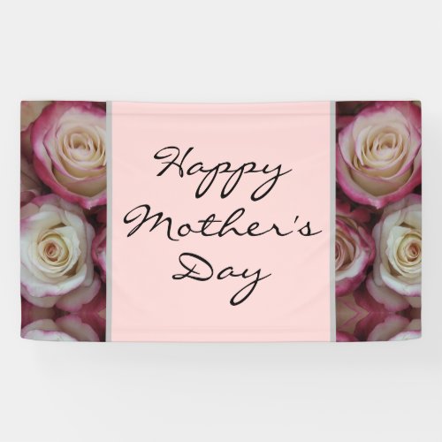 Happy Mothers Day Script Blush Pink Floral Banner