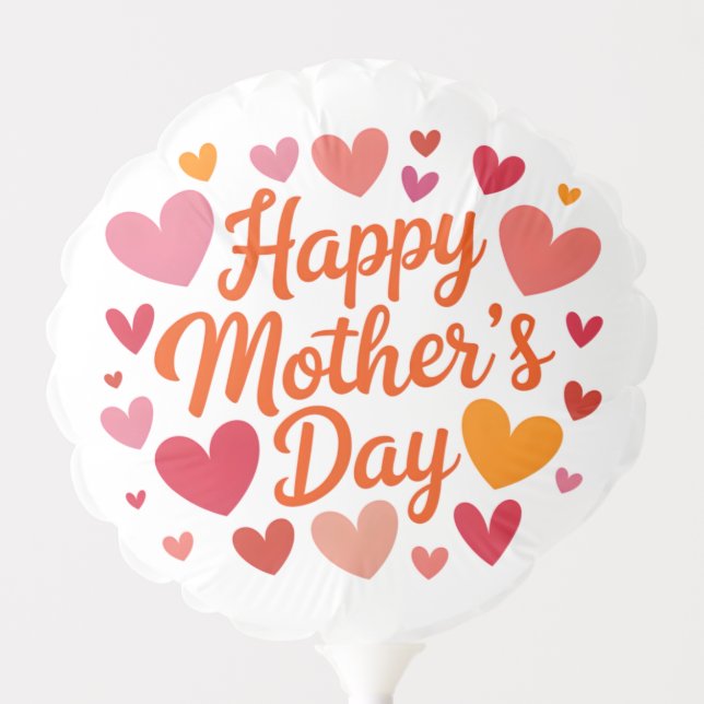 Happy Mother's Day Script Cute Love Hearts Balloon (Front)