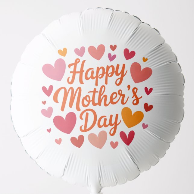 Happy Mother's Day Script Cute Love Hearts Balloon (Front)