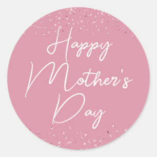 Happy Mother's Day Script on Pink Classic Round Sticker