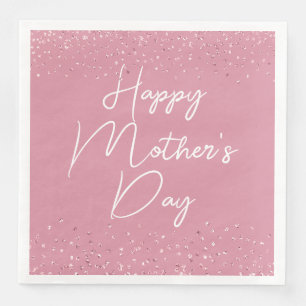 Happy Mother's Day Script on Pink Paper Dinner Napkins