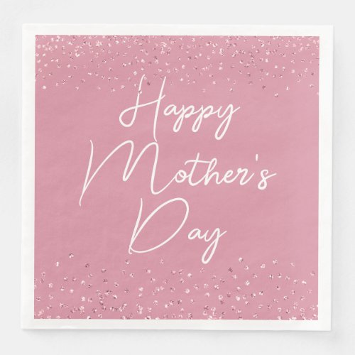 Happy Mothers Day Script on Pink Paper Dinner Napkins