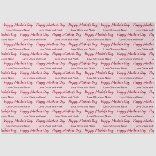 Happy Mother's Day Script Pale Pink Name of Giver Tissue Paper (Front)